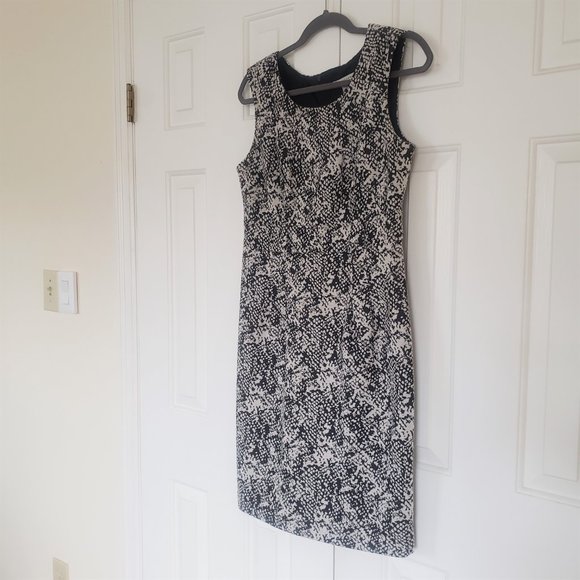 Sandra Darren Black & White Sheath Dress - Size 10 - Picture 4 of 8